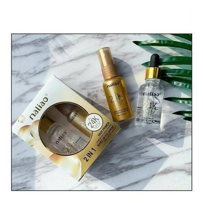 Maliao 24K Gold 2 In1 Face Primer And Makeup Fix Spray