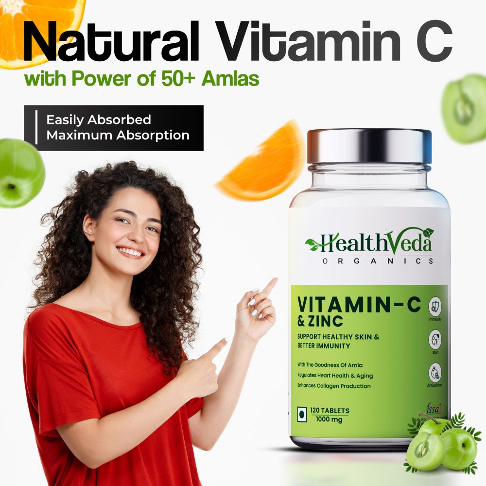 Health Veda Organics Natural Vitamin C Tablets For Skin & Health