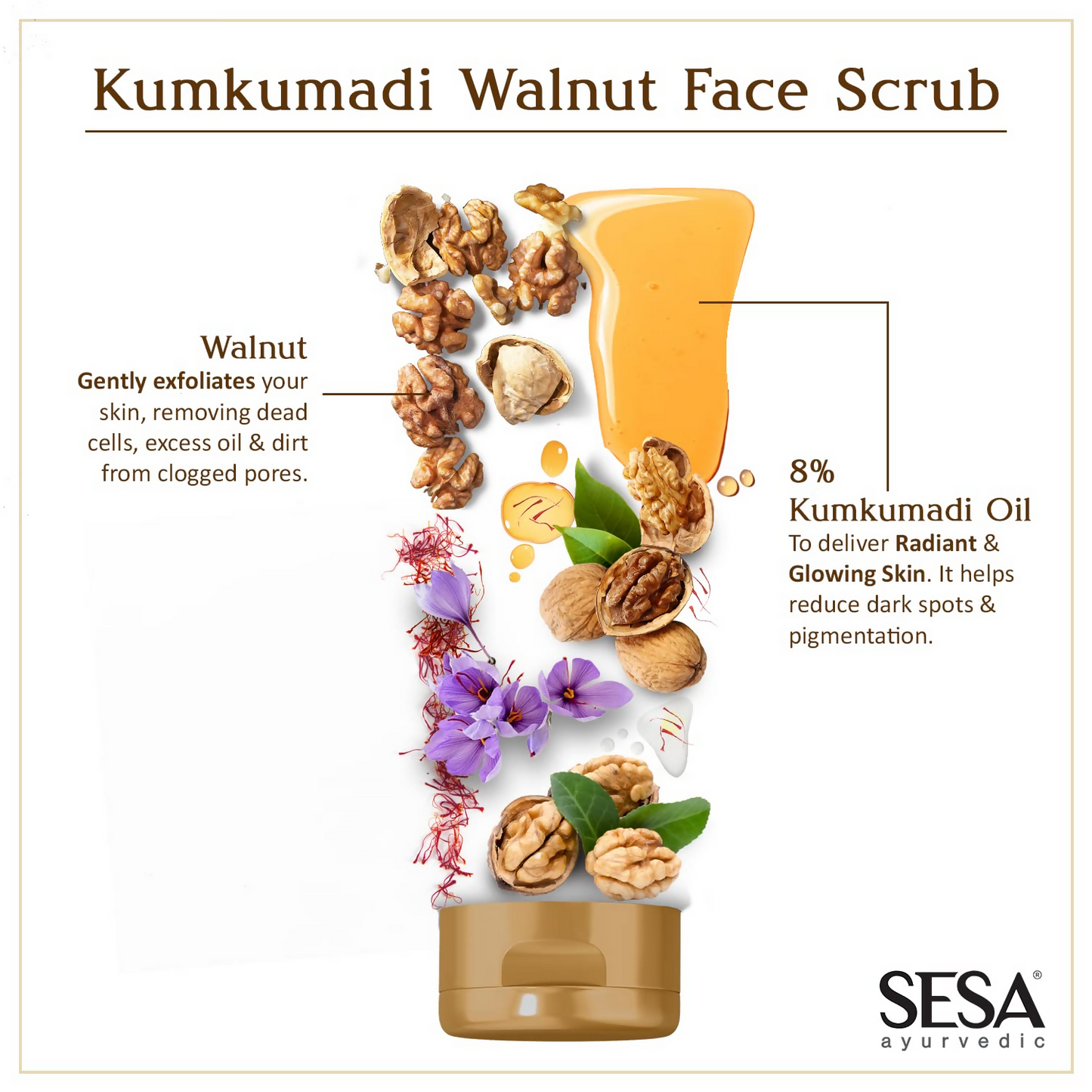 Sesa Ayurvedic Kumkumadi Walnut Face Scrub