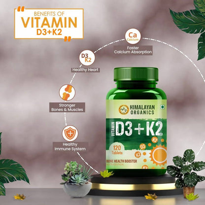 Himalayan Organics Vitamin D3 + K2 Promote Healthy Bones Nutraceutical Tablets