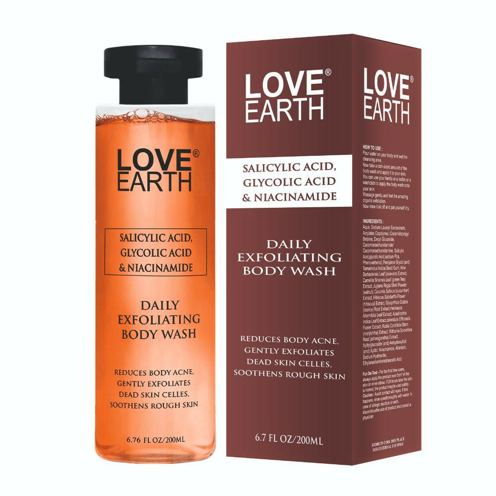 Love Earth Salicylic Acid, Glycolic Acid & Niacinamide Exfoliating Body Wash