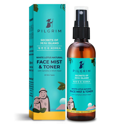 Pilgrim Korean Beauty White Lotus Refreshing Face Mist & Toner With Camellia & Witch Hazel For Glowing Skin