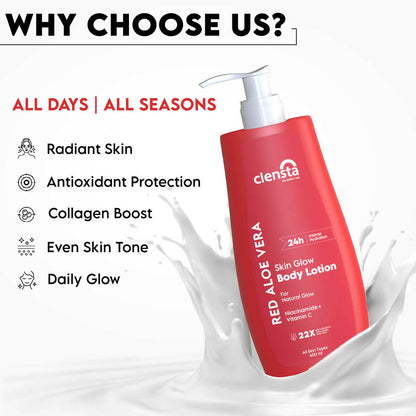 Clensta Red Aloe Vera Skin Glow Body Lotion