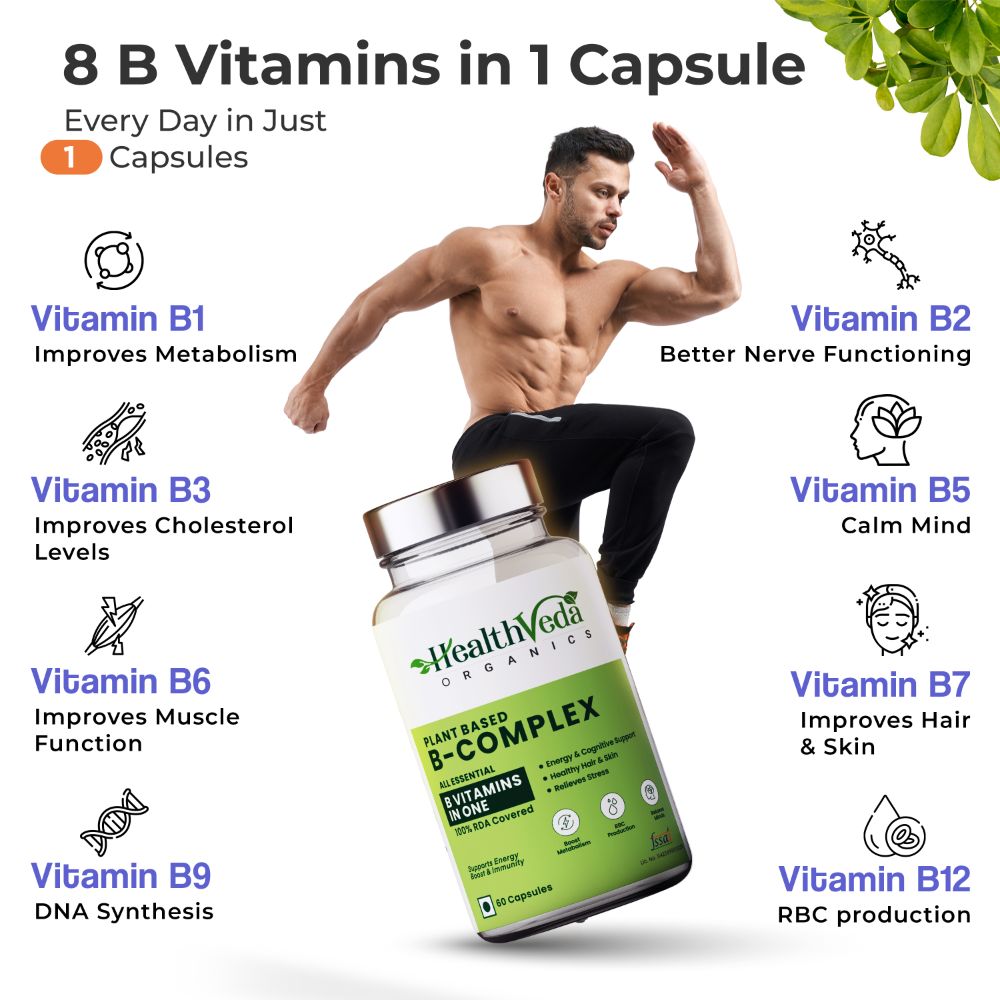 Health Veda Organics Plant Based B-Complex Capsules