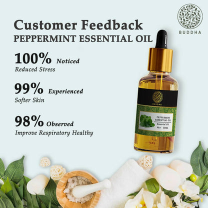 Buddha Natural Peppermint Pure Essential Oil - For Relieves Stress and Anxiety