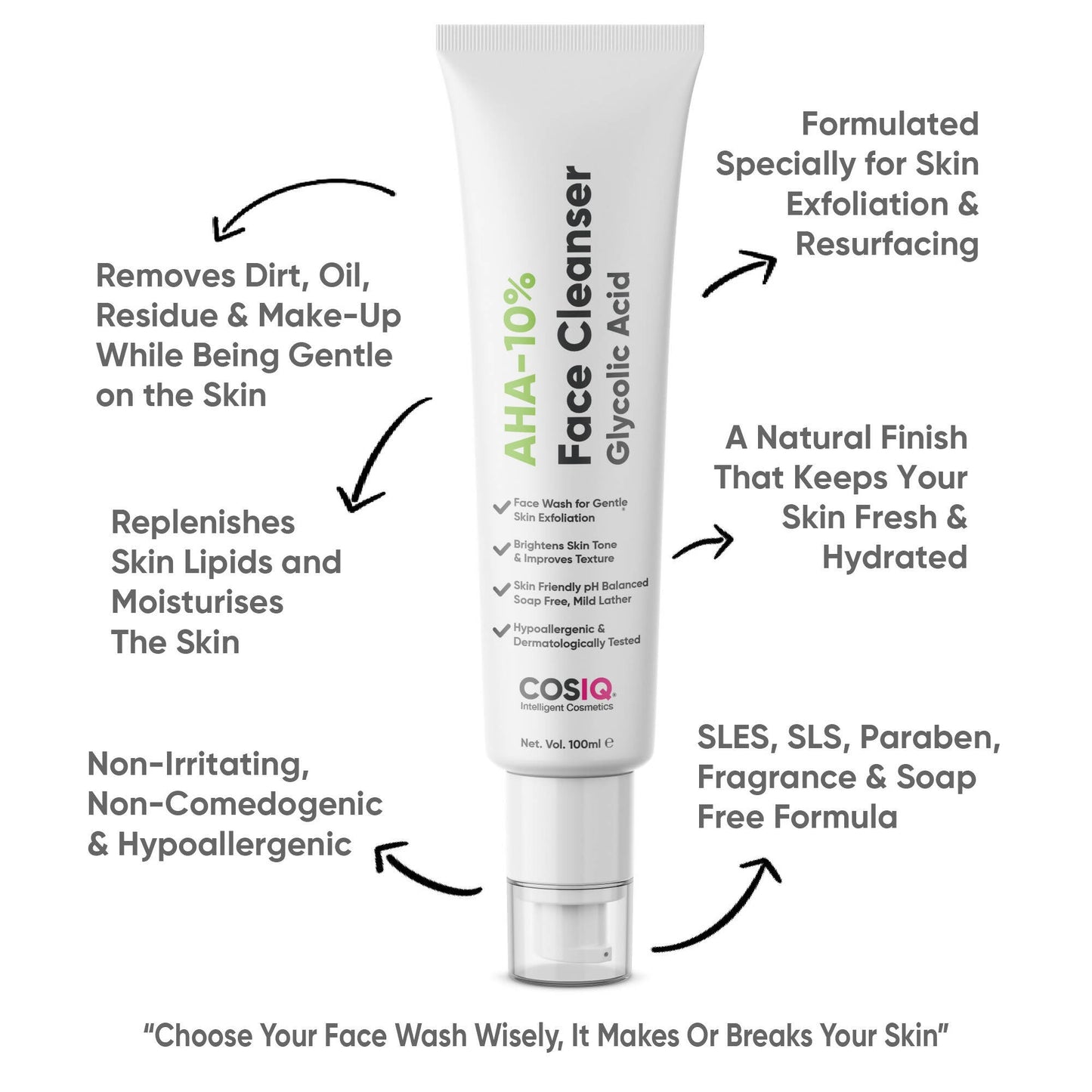 Cos-IQ AHA Glycolic Acid 10% Face Cleanser