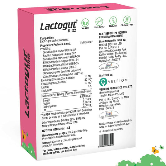 Velbiom Lactogut Kidz Probiotics Powder For Kids