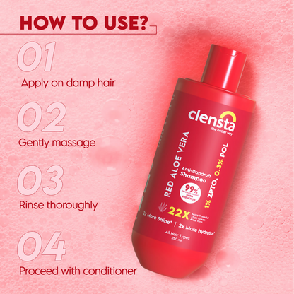 Clensta Red Aloe Vera Anti-Dandruff Shampoo