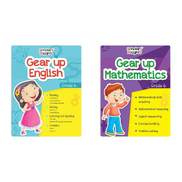 Scholars Insights Gear Up English & Maths Grade 6 Books Set Of 2 Grammar Skills, Maths Logical Reasoning, Problem Solving Book| Ages 11-12 Years -  buy in usa 