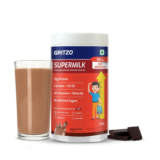 Gritzo Supermilk Height+ Health Drink For 13+Y Boys - Double Chocolate