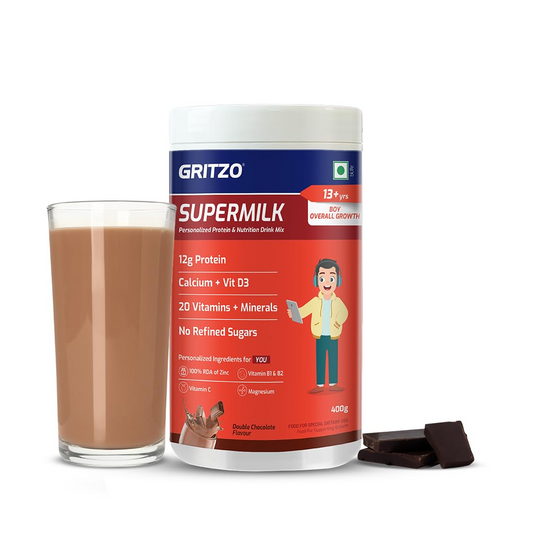 Gritzo Supermilk Overall Growth Powder 13+Y (Teen Athletes), Health Drink For Boys