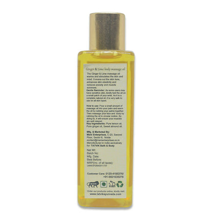 Tatvik Ayurveda Relaxing Body Massage Oil Lime & Ginger