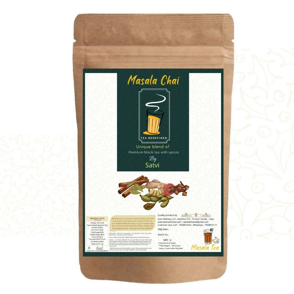 Satvi Wellness Masala Chai | Masala tea | Black tea with spices and herbs | Karak tea