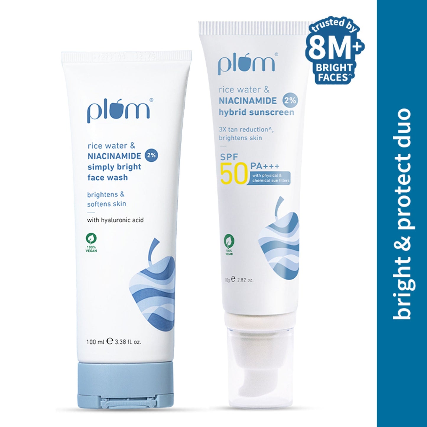 Plum Bestselling Niacinamide Facewash & Sunscreen Combo with SPF 50 Pa+++ for Oily Skin and Sun Care - 350ML