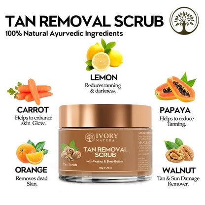 Ivory Natural Tan Scrub , Reduce Tan, Restores Radiant Skin Glow