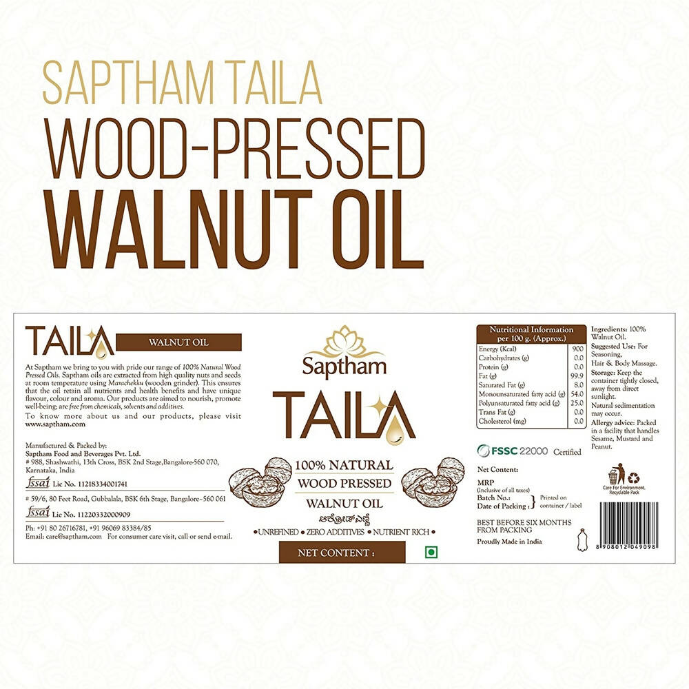 Saptham Taila 100% Wood Pressed Walnut Oil
