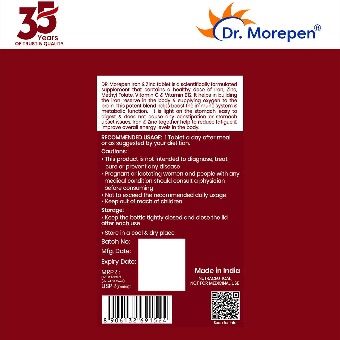 Dr. Morepen Iron & Zinc Tablets