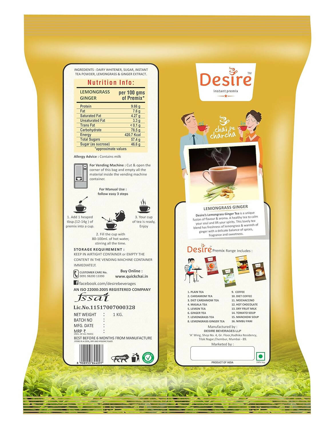 Desire Lemon Grass Ginger Tea Instant Premix