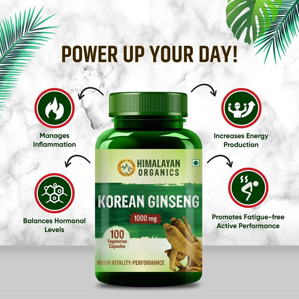 Himalayan Organics Korean Ginseng 1000 mg Vegetarian Capsules