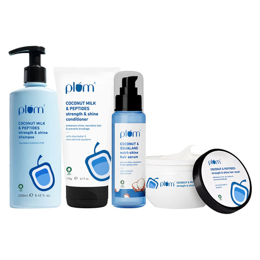 Plum Coconut Milk & Peptides Shampoo, Conditioner, Hair Mask and Hair Serum