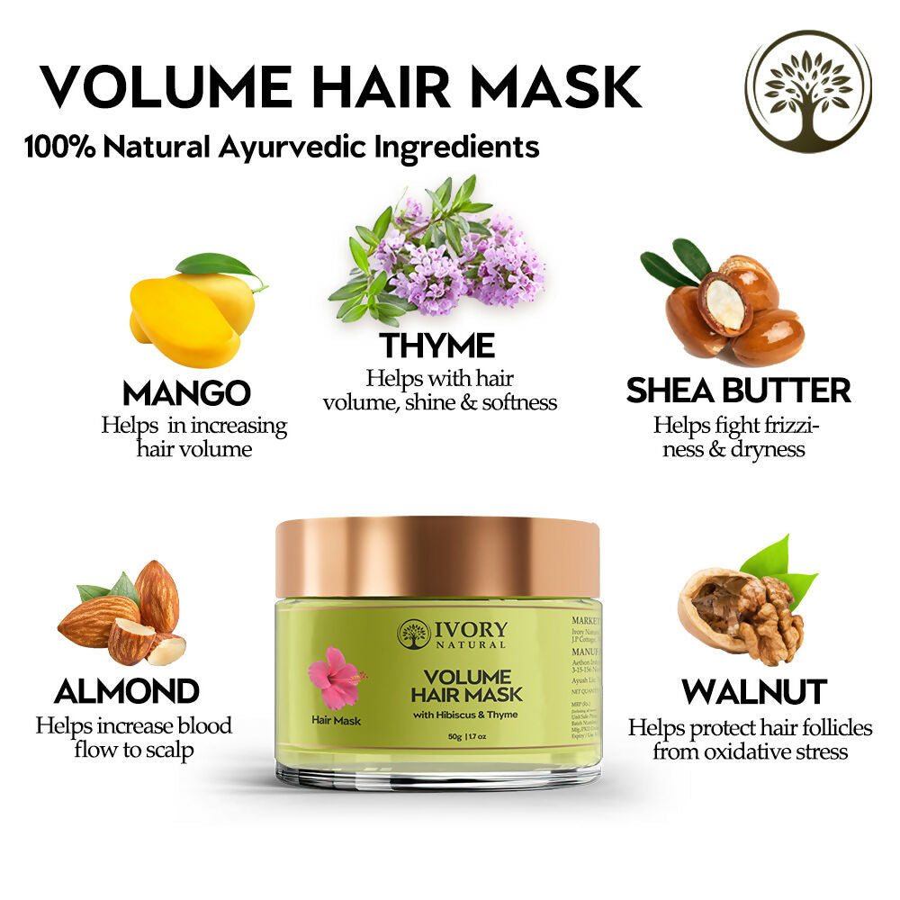 Ivory Natural Hair Volume Mask - Hair Volume And Length For Both Men & Women