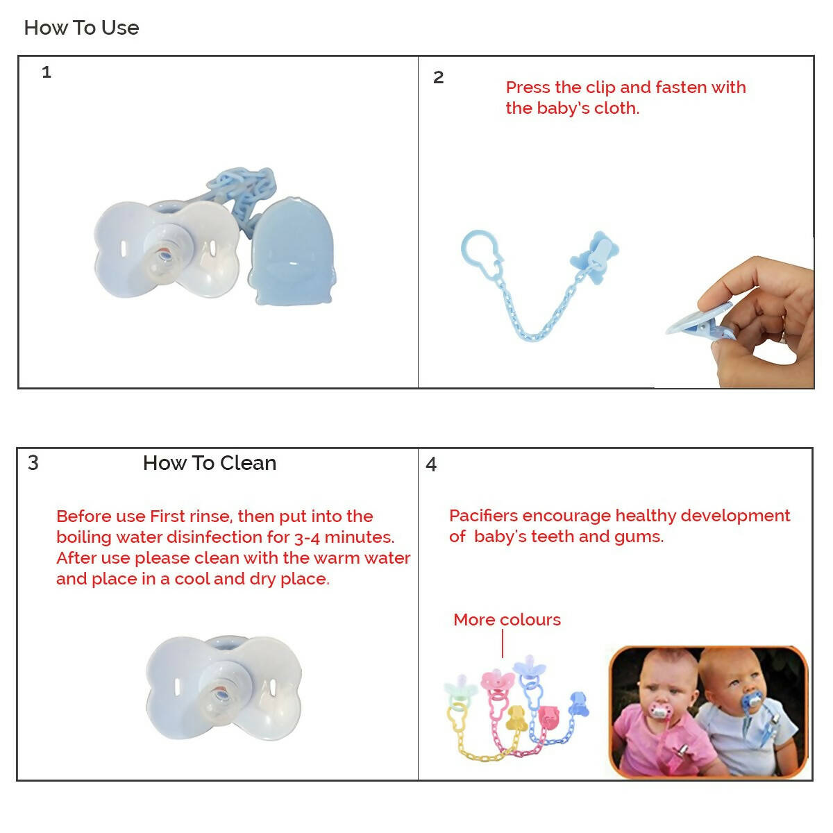 Safe-O-Kid-Baby Pacifier/Nipple With Chain And Clip, in cute Cartoon shape Helps In Preventing From Dust - (Blue)