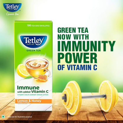 Tetley Green Tea Lemon and Honey (100 Tea Bags)