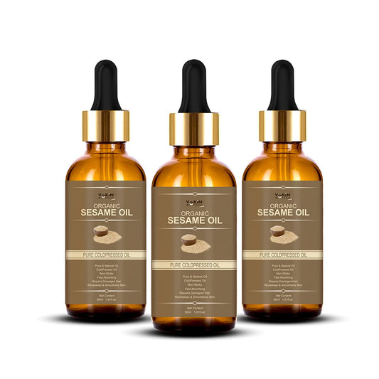 Vokin Biotech Organic Sesame Pure Cold Pressed Oil for Hair, Body, Skin Care, Massage, - 30ML
