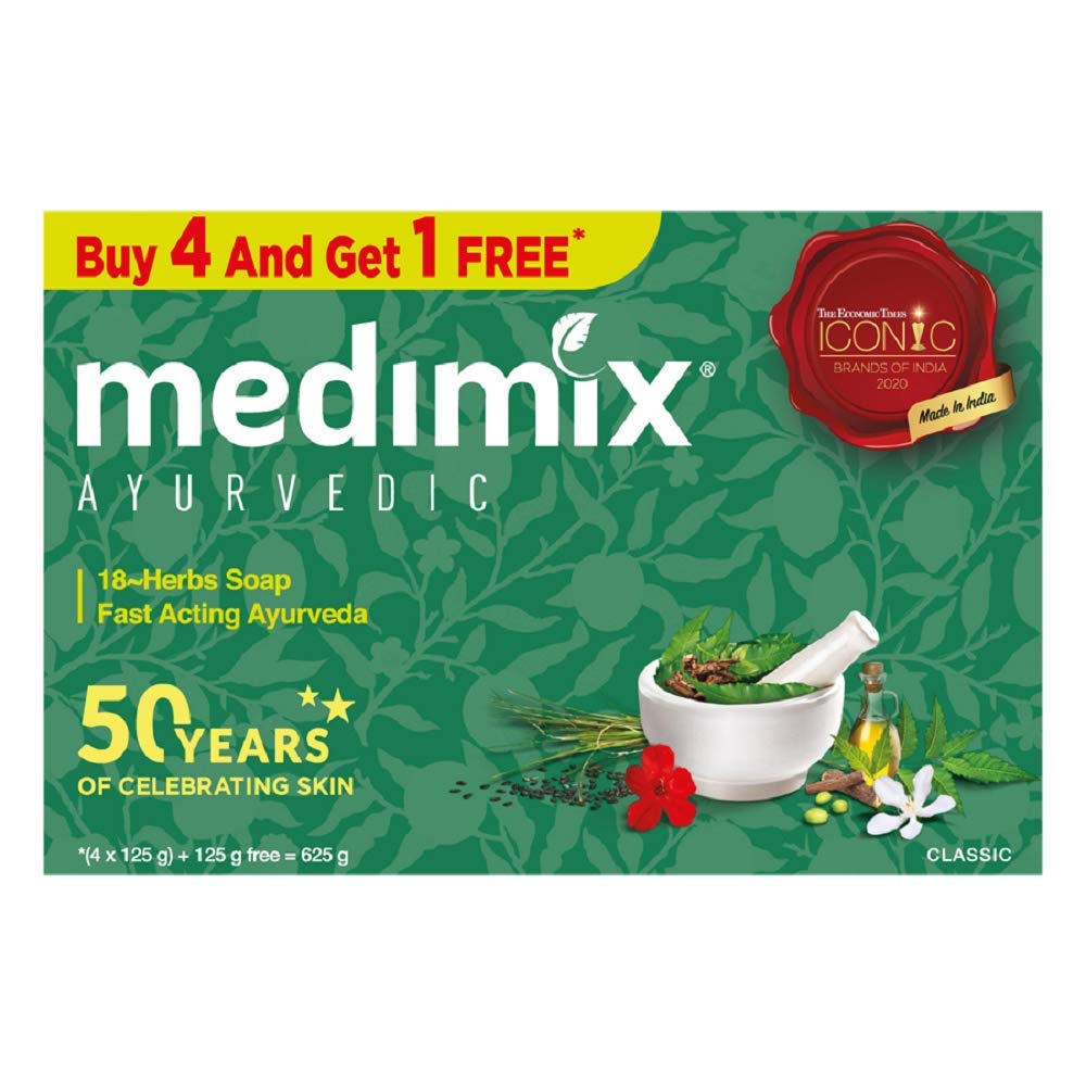 Medimix Ayurvedic Classic 18 Herbs Soap, 125 g (4 + 1 Offer Pack)