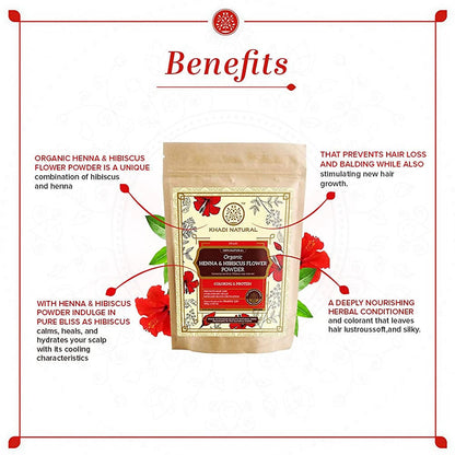 Khadi Natural Organic Henna & Hibiscus Flower Powder