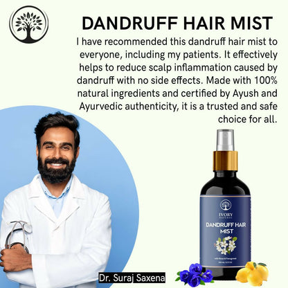 Ivory Natural Dandruff Hair Mist For Flake-Free Confidence And Silky Smooth Hair