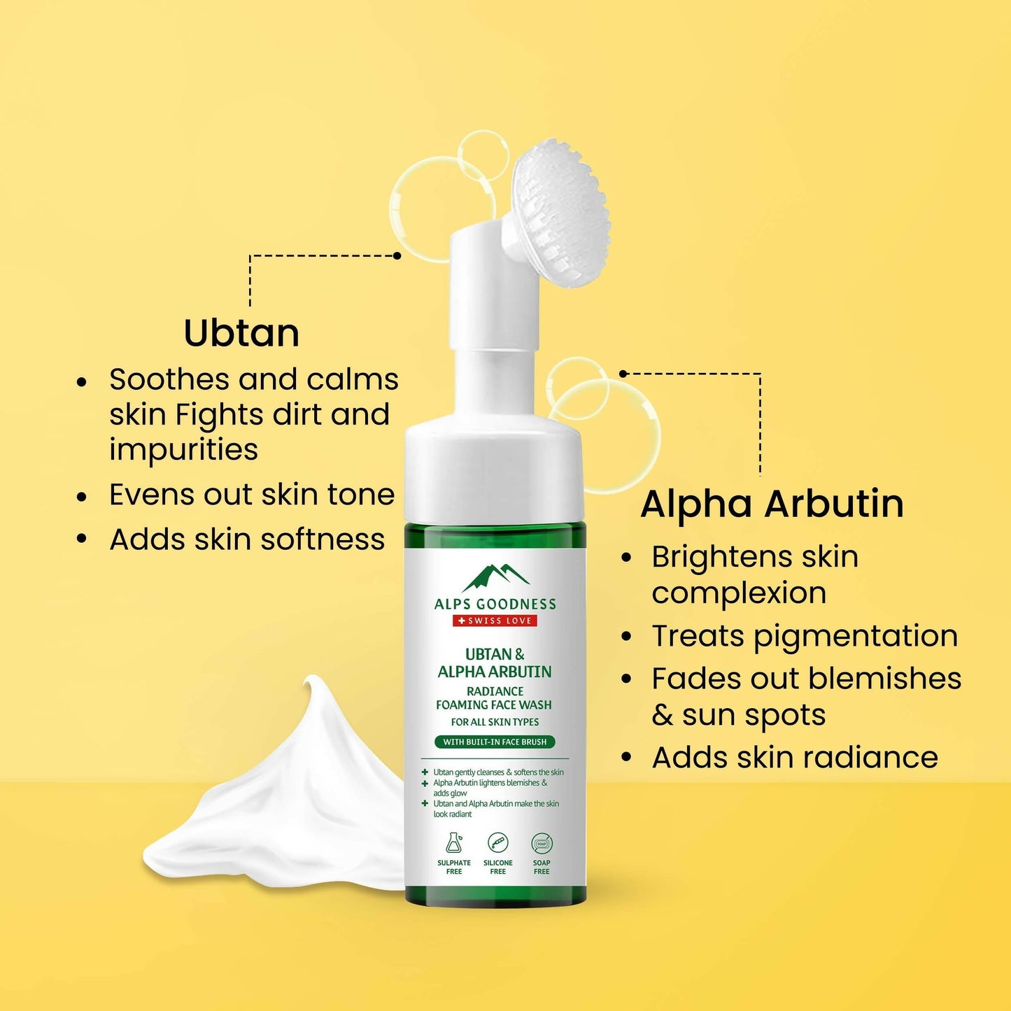 Alps Goodness Ubtan & Alpha Arbutin Radiance Foaming Face wash