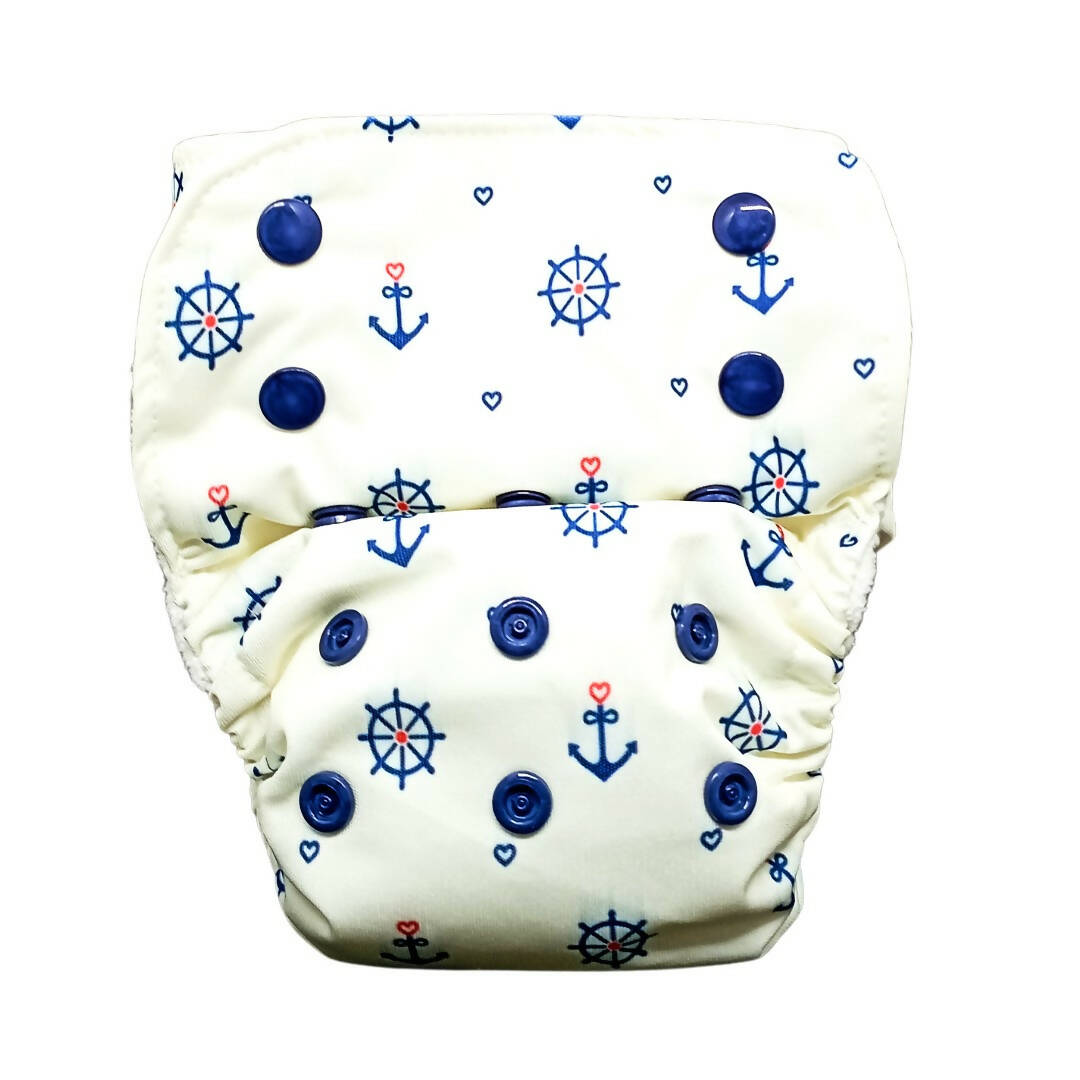 Kindermum Nano Aio Cloth Diaper With 2 Organic Cloth Inserts- Anchor For Kids