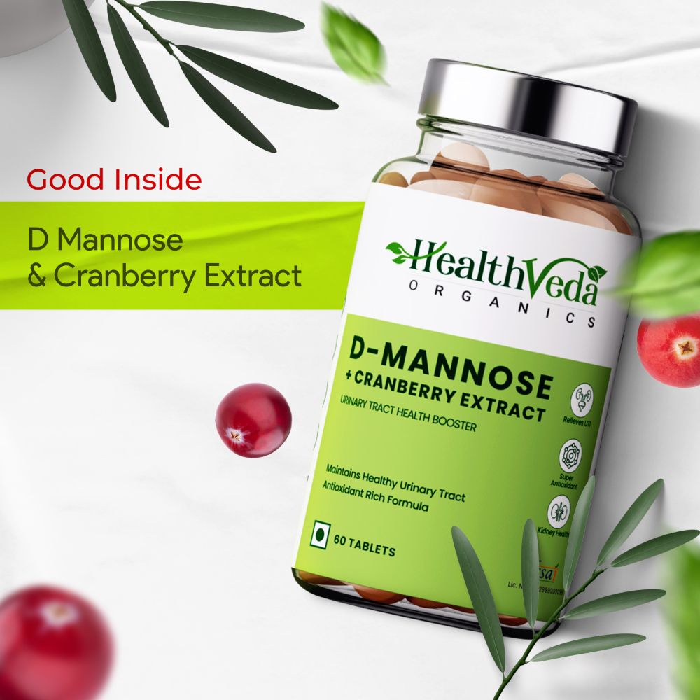 Health Veda Organics D-Mannose + Cranberry Extract Tablets