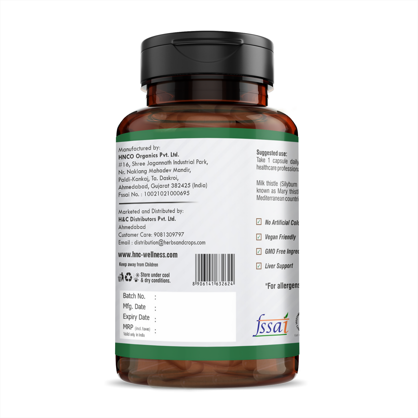 H&C Herbal Milk Thistle Veg Capsules