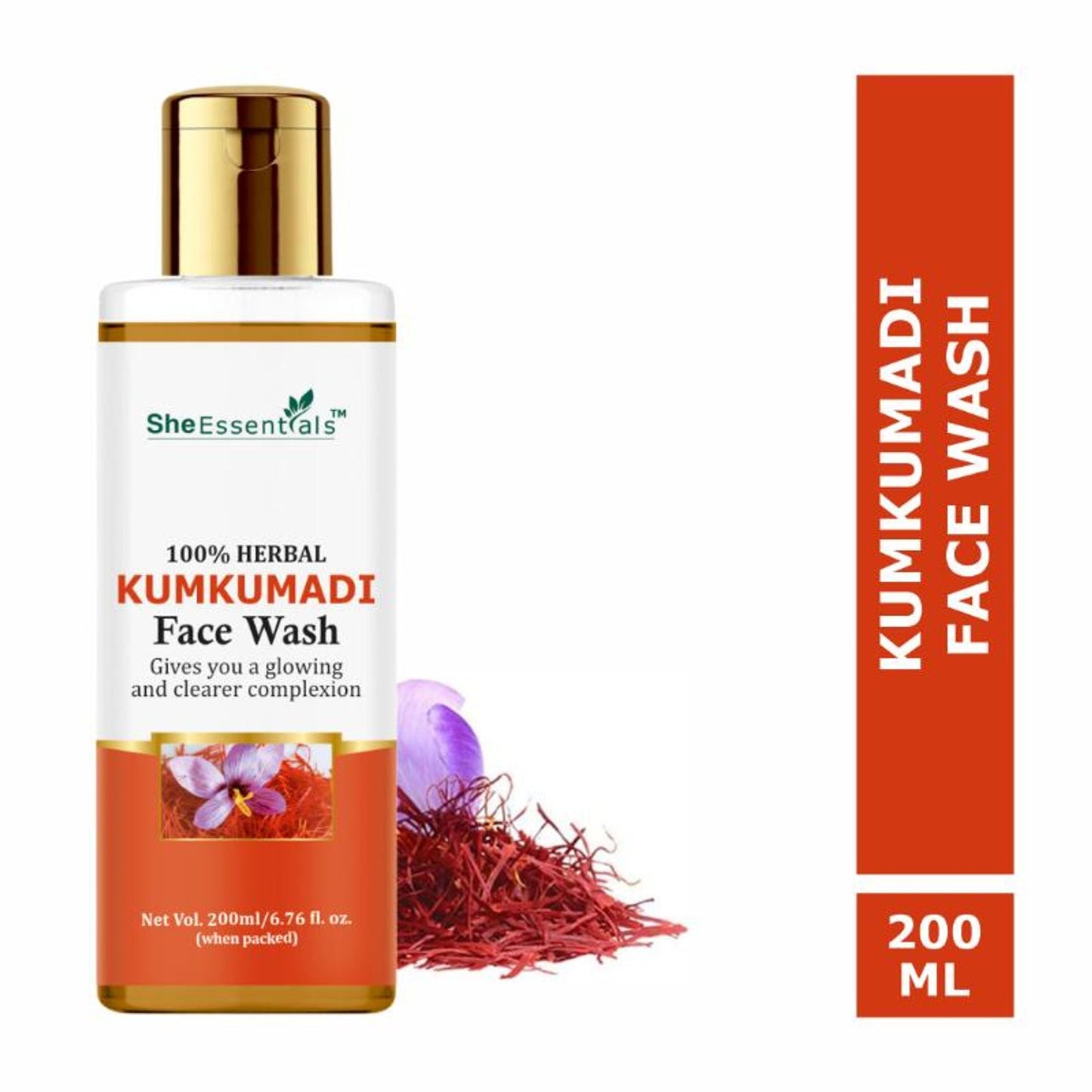 She Essentials Kumkumadi Glow Face Wash - Reduces Pigmentation & Dark Spots - 200ML