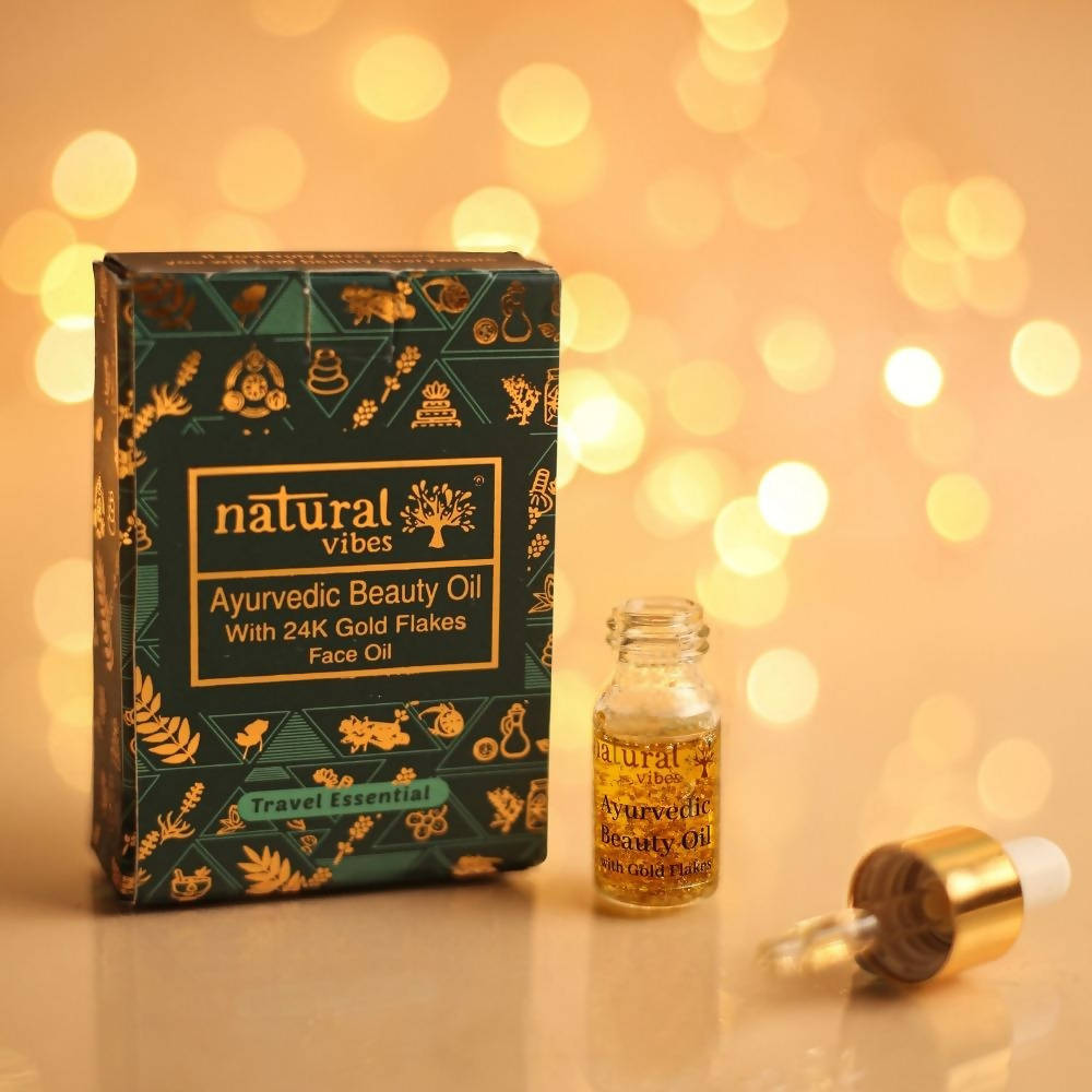 Natural Vibes Ayurvedic Gold Beauty Oil with Gold Flakes