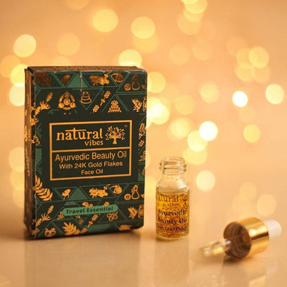 Natural Vibes Ayurvedic Gold Beauty Oil with Gold Flakes