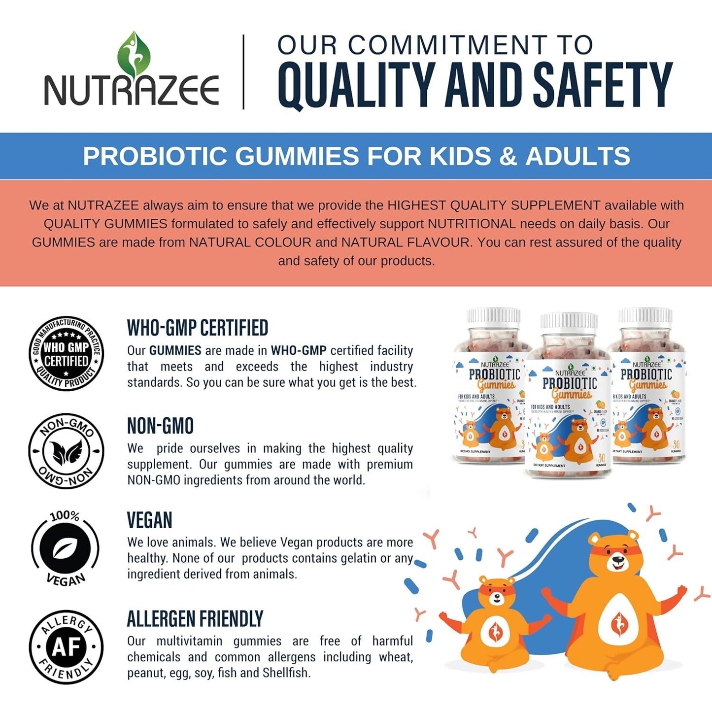 Nutrazee Probiotic Gummies For Kids & Adults