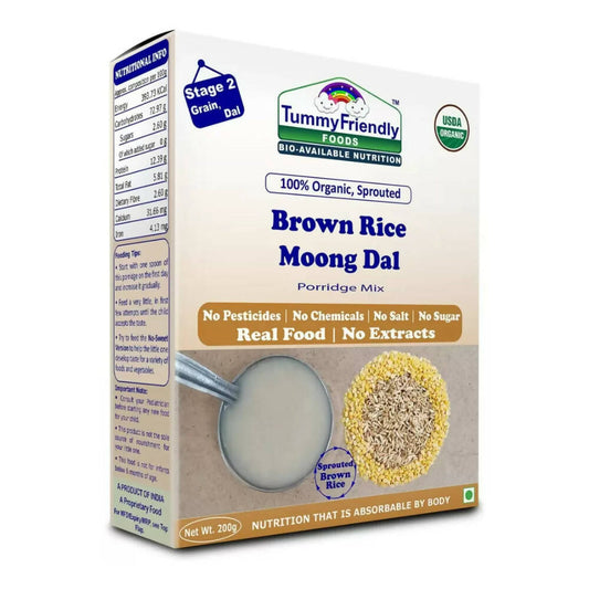 TummyFriendly Foods Organic Sprouted Brown Rice, Moong Dal Porridge Mix -  USA, Australia, Canada 