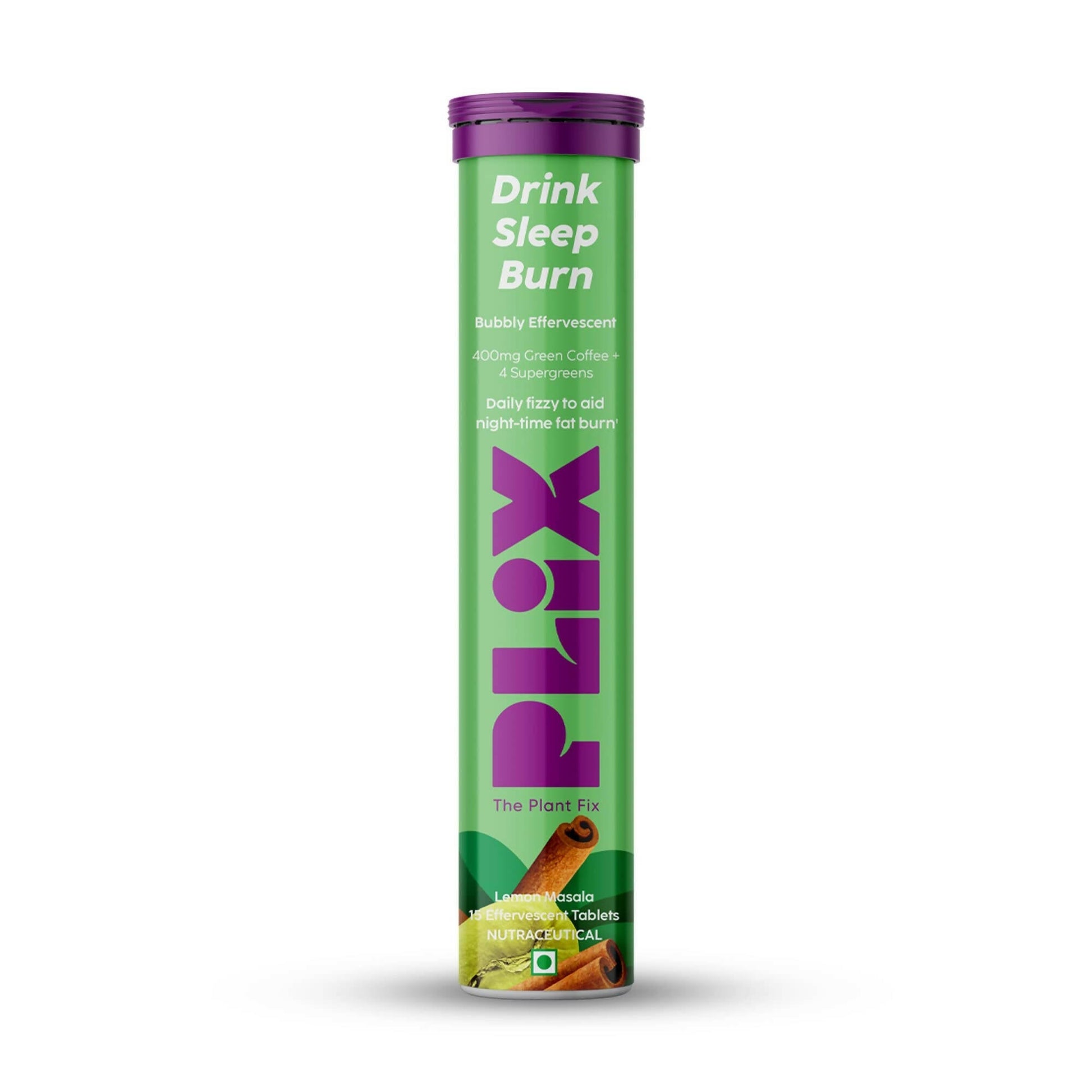 PLIX The Plant Fix Drink Sleep Burn Effervescent Tablets with Green Coffee Bean - Lemon Masala - BUDEN