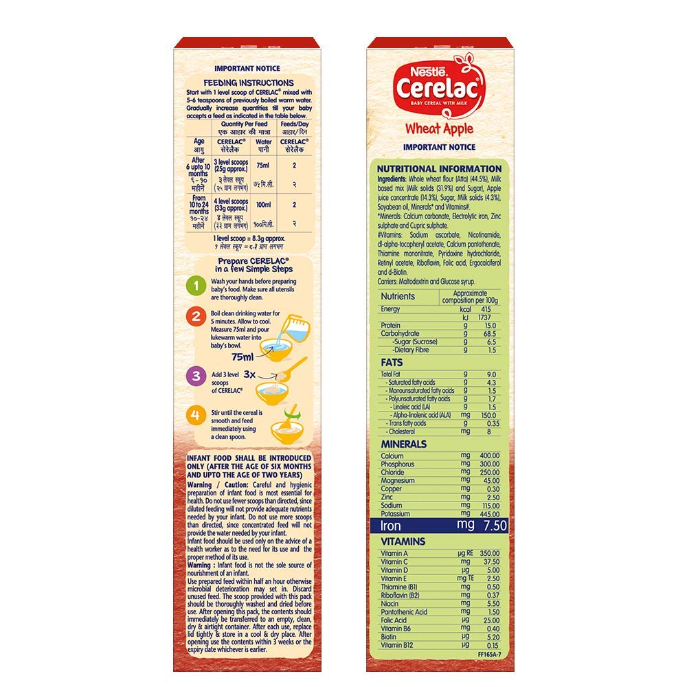 Nestle Cerelac Baby Cereal With Milk - Wheat Apple