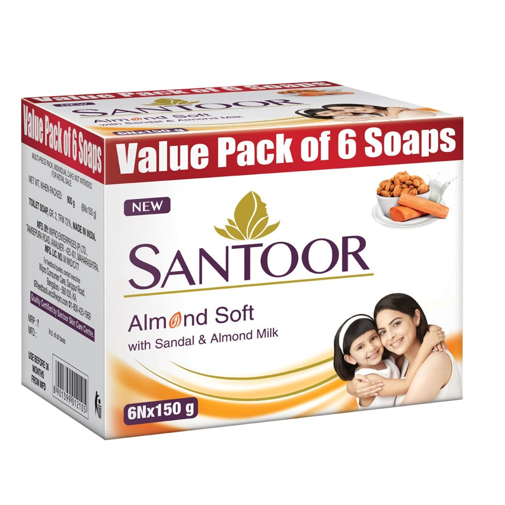 Santoor Almond Soft With Sandal & Almond Milk Soap