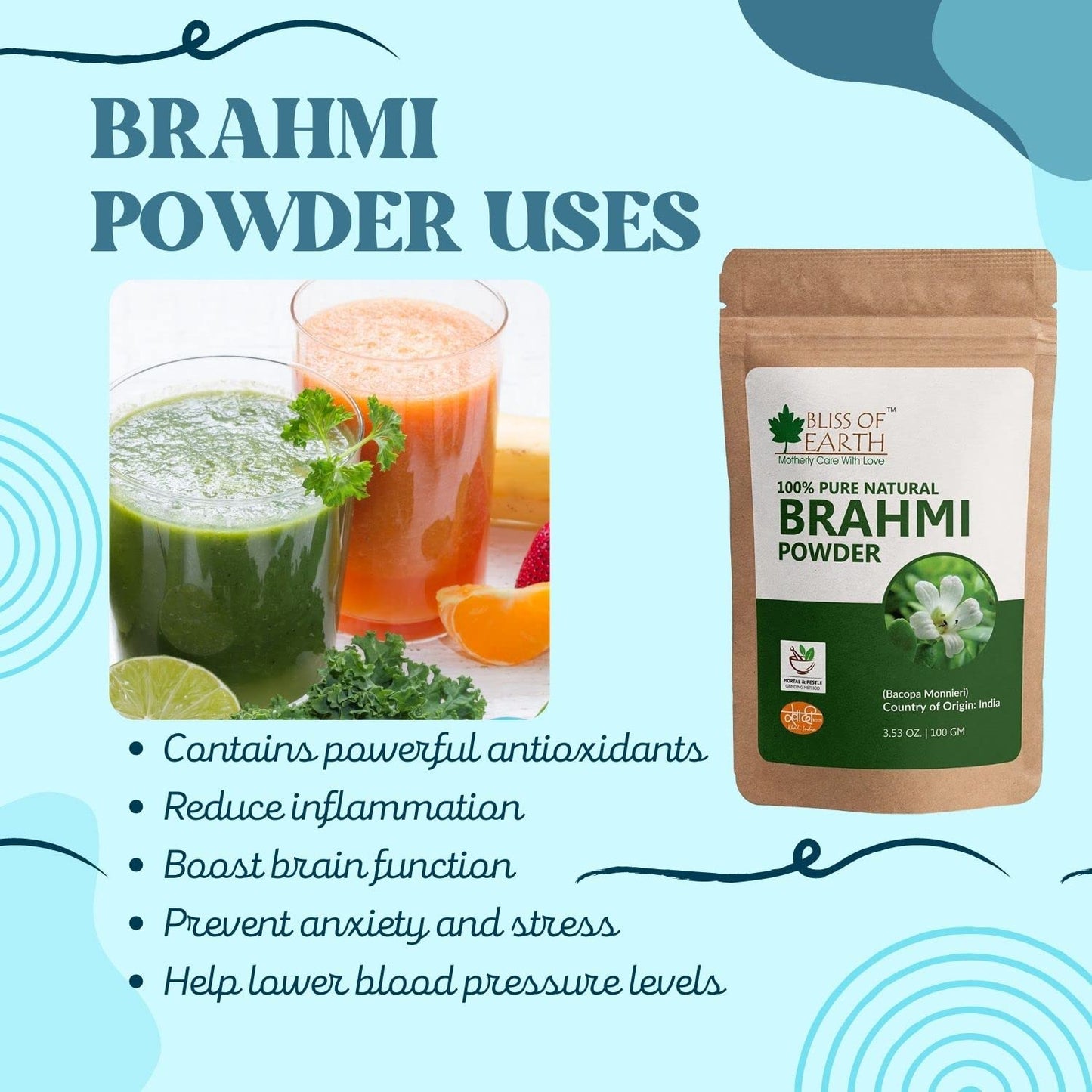 Bliss of Earth 100% Pure Natural Brahmi Powder