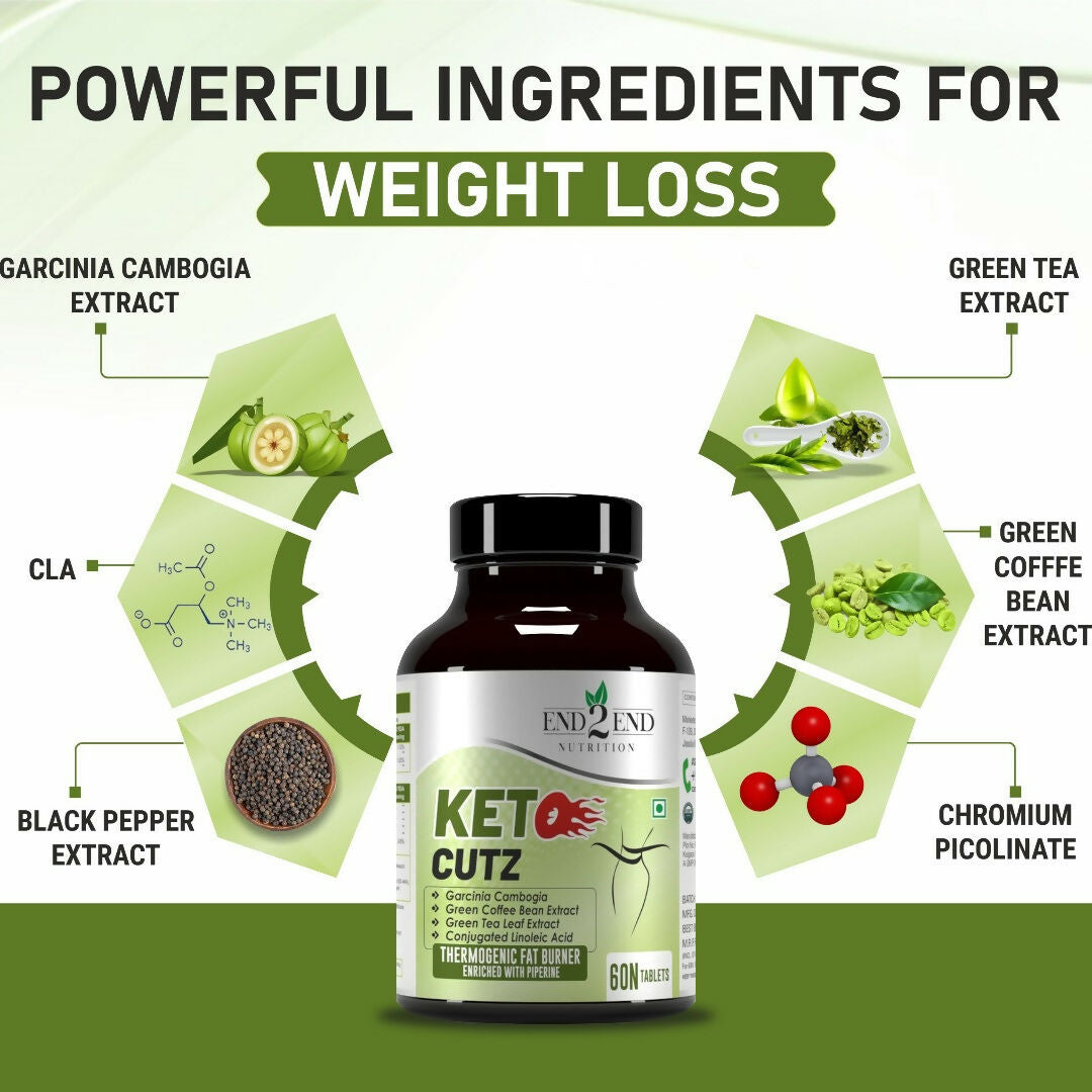 End2End Nutrition Keto Cutz Fat Burner For Weight Loss Tablets