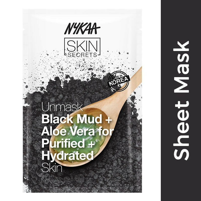 Nykaa Skin Secrets Exotic Indulgence Black Mud + Aloe Vera Sheet Mask For Purified & Hydrated Skin