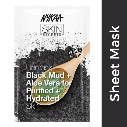 Nykaa Skin Secrets Exotic Indulgence Black Mud + Aloe Vera Sheet Mask For Purified & Hydrated Skin