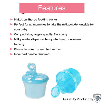 Safe-O-Kid Bpa Free, Portable Milk Powderfood Storage Box For Baby, Blue