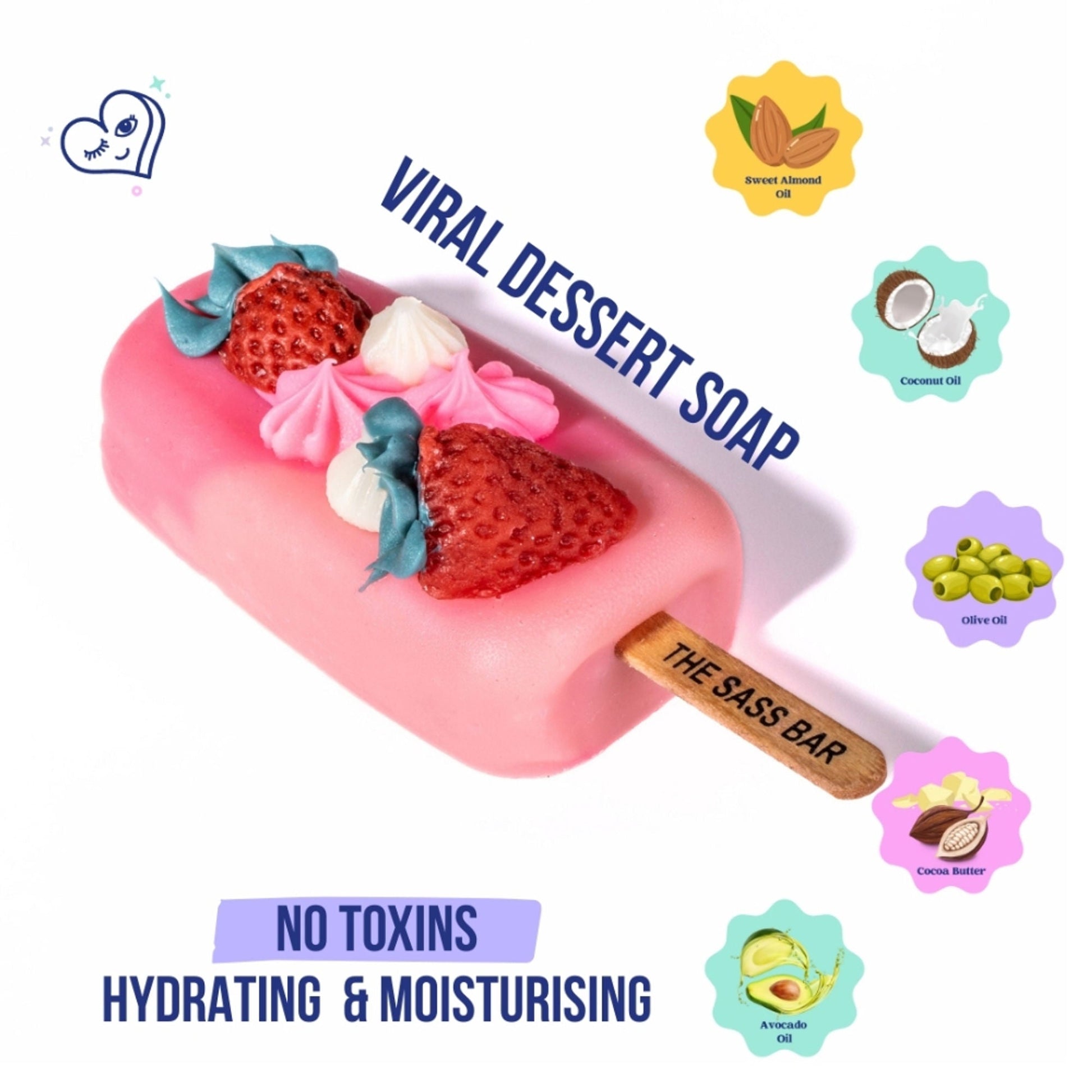 The Sass Bar Strawberries N' Cream Popsicle Soap - 100GM