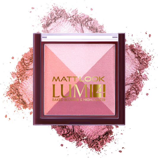 Matt Look Lumi 4 Baked Blusher & Highlighter - Dewy Rose